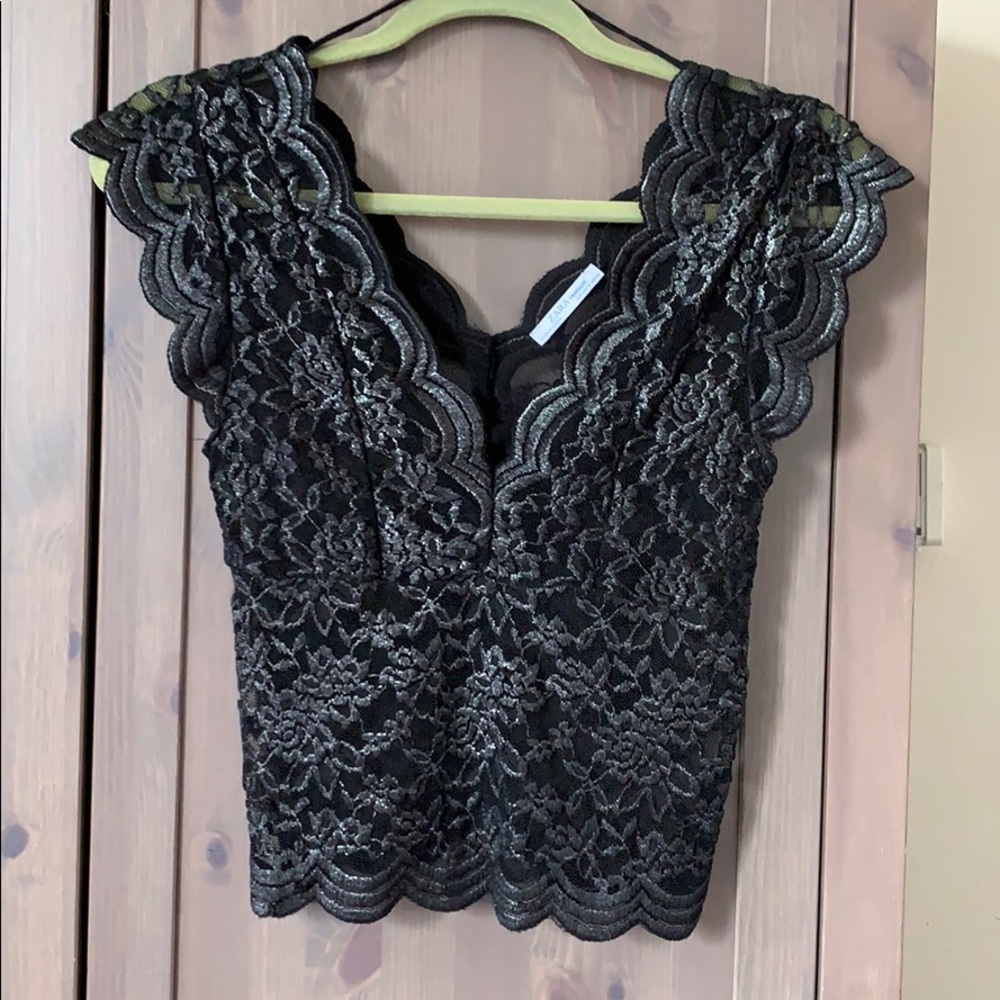 Zara Trafaluc black mesh top